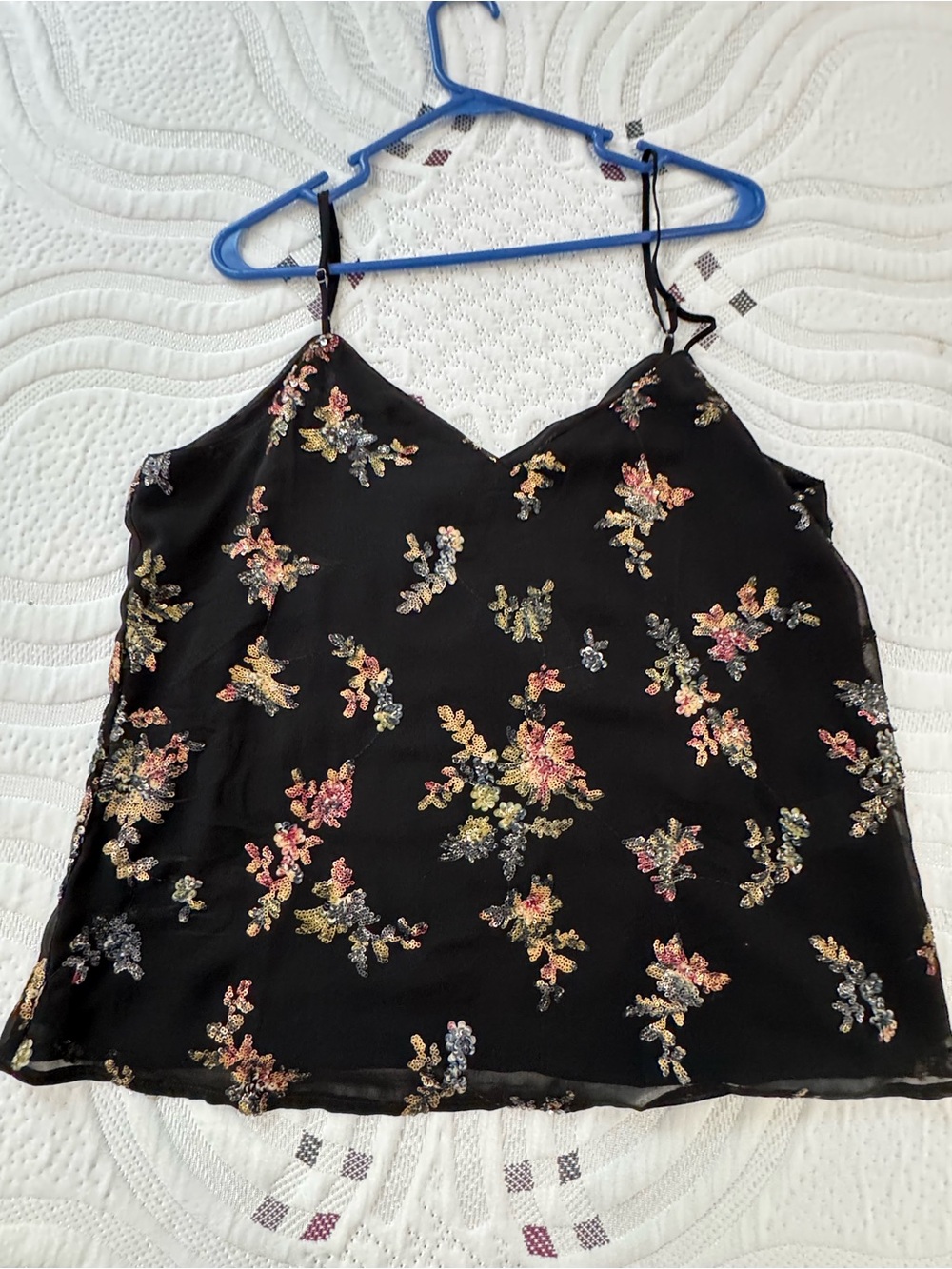 Banana Republic Black Floral Sequin Cami